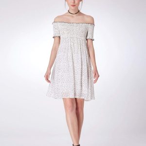 Alisa Pan Off Shoulder Polka Dot Shift Dress