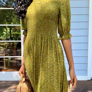 Christy Moss Green Vintage-Inspired Dress