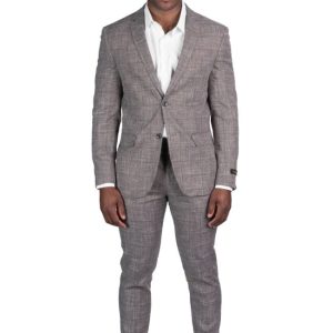 Slim Fit 2 Button Tweed Light Brown Notch Lapel Suit