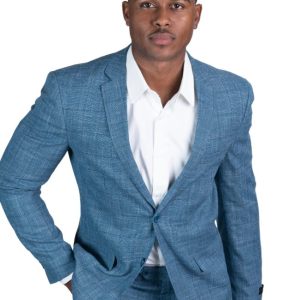 Slim Fit 2 Button Ocean Blue Tweed  Blazer Dinner Jacket