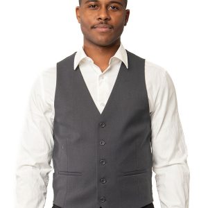Charcoal Grey Micro Textured Weave Vest 5 Button Adjustable Back Strap 11812