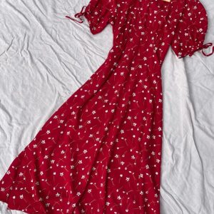 Dylan Red Floral Midi Dress