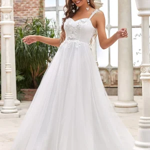 Elegant Sweetheart Sleeveless Applique Maxi Wedding dress
