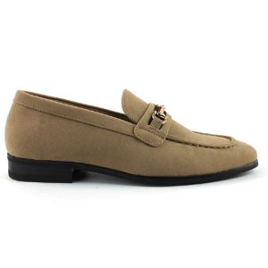 Men’s Slip On Tan Suede Loafers With Buckle