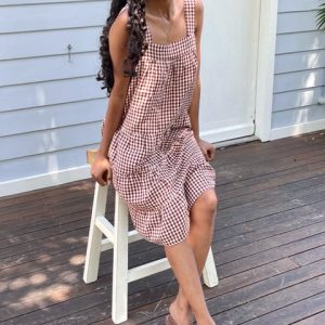 Lucia Gingham Short Cotton Dress