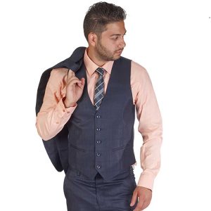 Plaid Navy Sheen Dress Vest